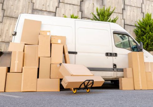Car, Delivery Person, Van - Vehicle, Cargo Container, Delivering Car, Delivery Person, Van - Vehicle, Cargo Container, Delivering